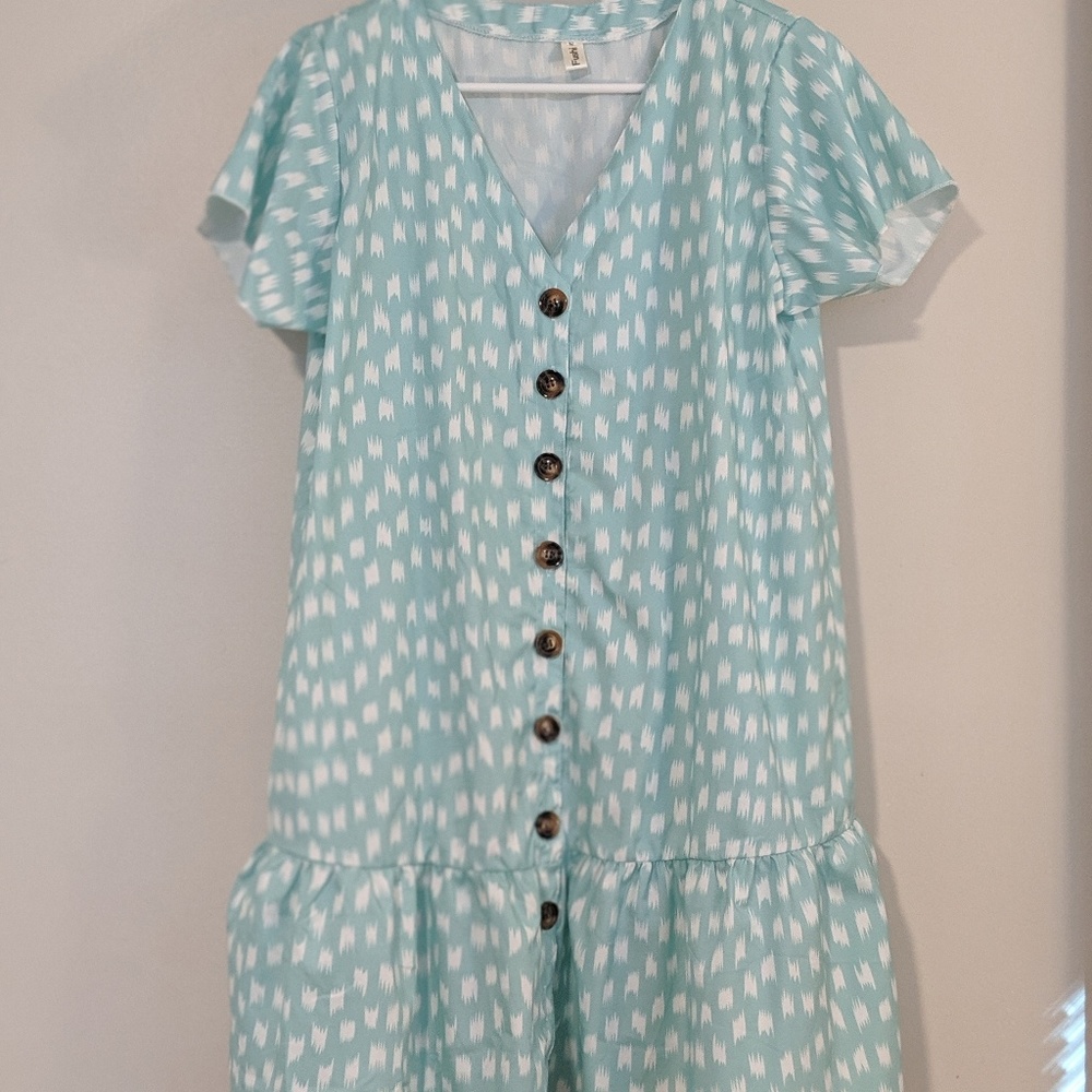 Mint green button-down maternity dress